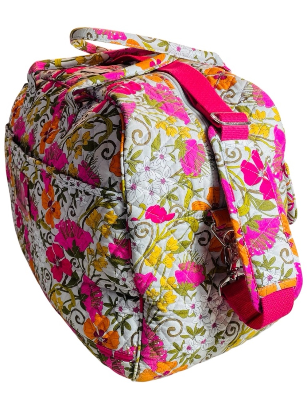 Vera Bradley Floral Lilli Bell Quilted Weekender Duffel in Pink, Orange & Cream - Picture 3 of 10